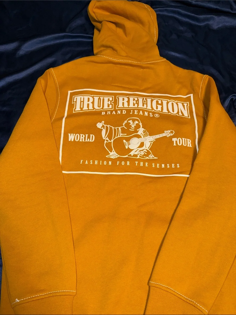 Men’s True Religion Zip-Up Sweater – Mustard Orange M